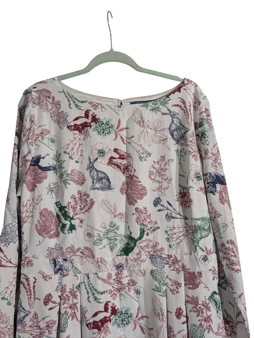 ModCloth Woodland Animal Botanical Fit & Flare Midi Dress XL Long Sleeve Lined - Picture 3 of 11